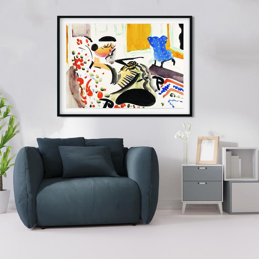 Calligraphic Interior Henry Lyman Saÿen Painting - MeriDeewar 3 : 2 Horizontal Premium Wall Art Canvas by MeriDeewar