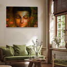 Calm Buddha  With Floating Wall Painting 3 : 2 Horizontal Premium Wall Art Canvas by MeriDeewar