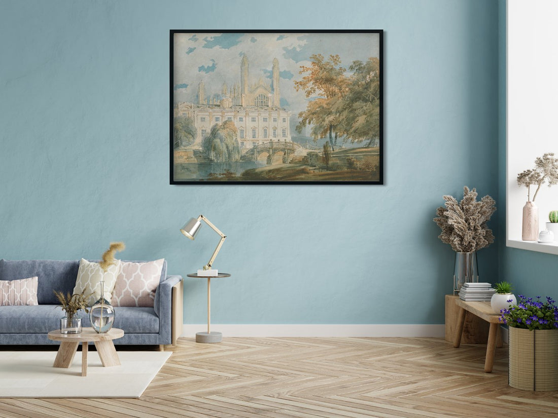 Cambridge from the Banks of the River Cam Painting - Meri Deewar 4 : 3 Horizontal Premium Wall Art Canvas by MeriDeewar