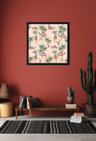 Camel and Palm Painting 1 : 1 Square Premium Wall Art Canvas by MeriDeewar