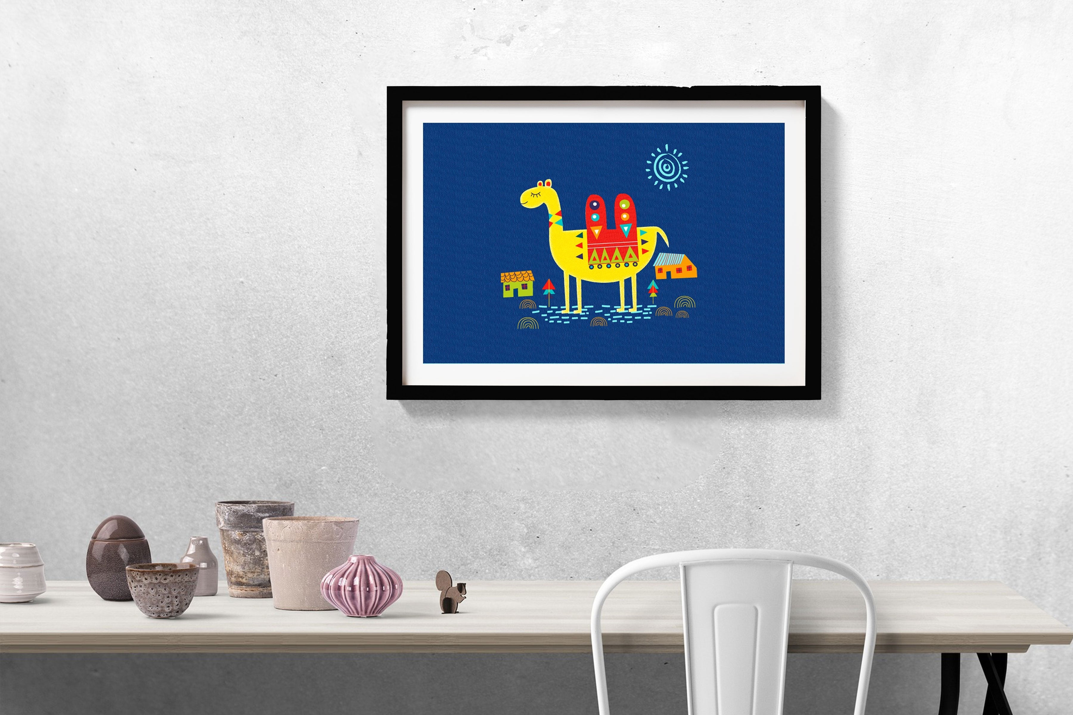 Camel Art Painting-Meri Deewar 3 : 2 Horizontal Premium Wall Art Canvas by MeriDeewar