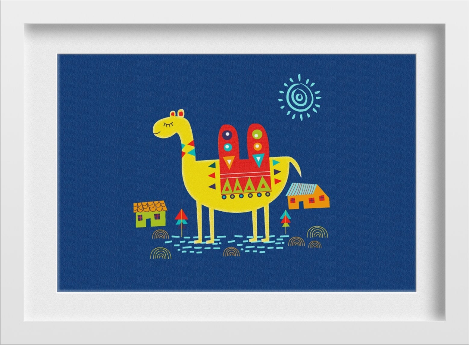 Camel Art Painting-Meri Deewar 3 : 2 Horizontal Premium Wall Art Canvas by MeriDeewar