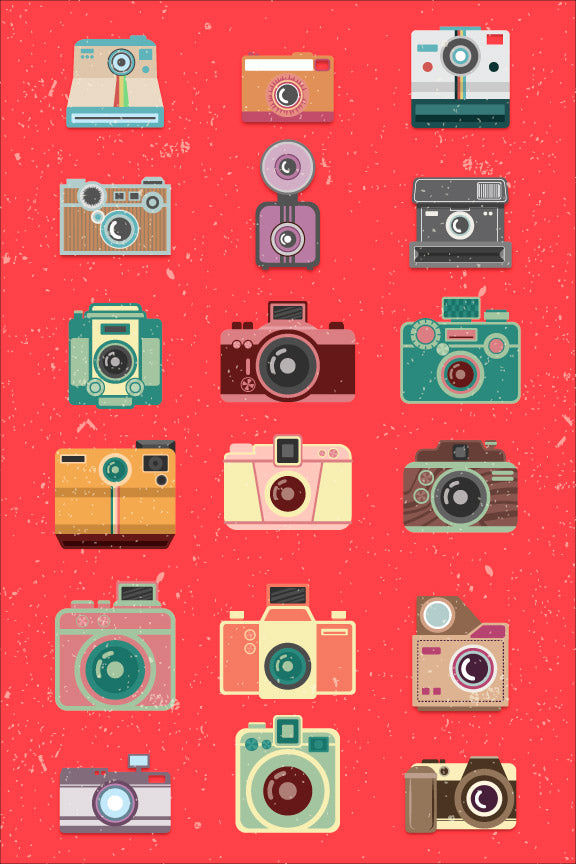 Camera Collage painting 2 : 3 Vertical Premium Wall Art Canvas by MeriDeewar