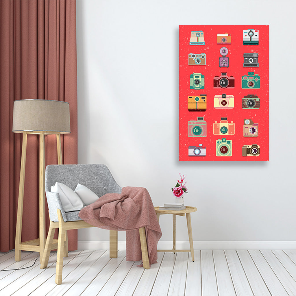 Camera Collage painting 2 : 3 Vertical Premium Wall Art Canvas by MeriDeewar