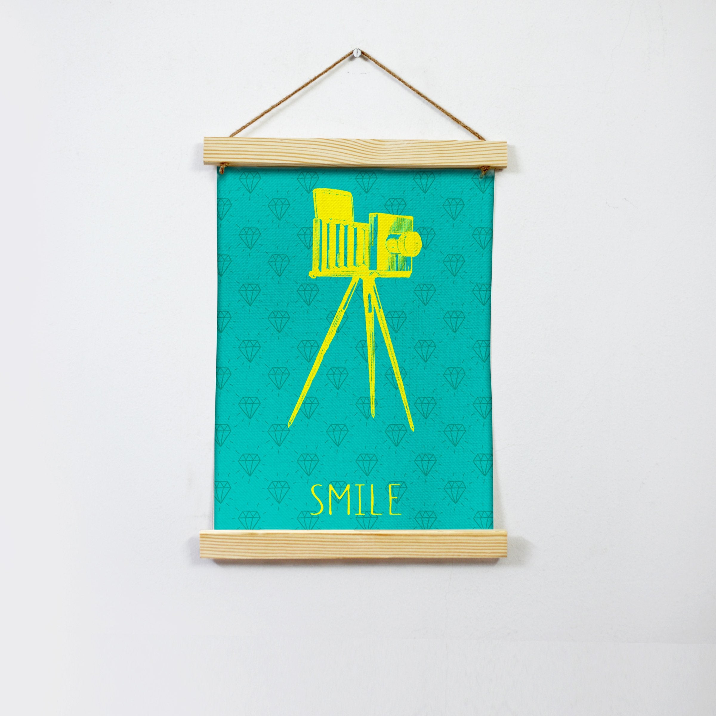 Camera Lineart Hanging Canvas Painting-Meri Deewar Hanging Canvas Premium Wall Art Canvas by MeriDeewar
