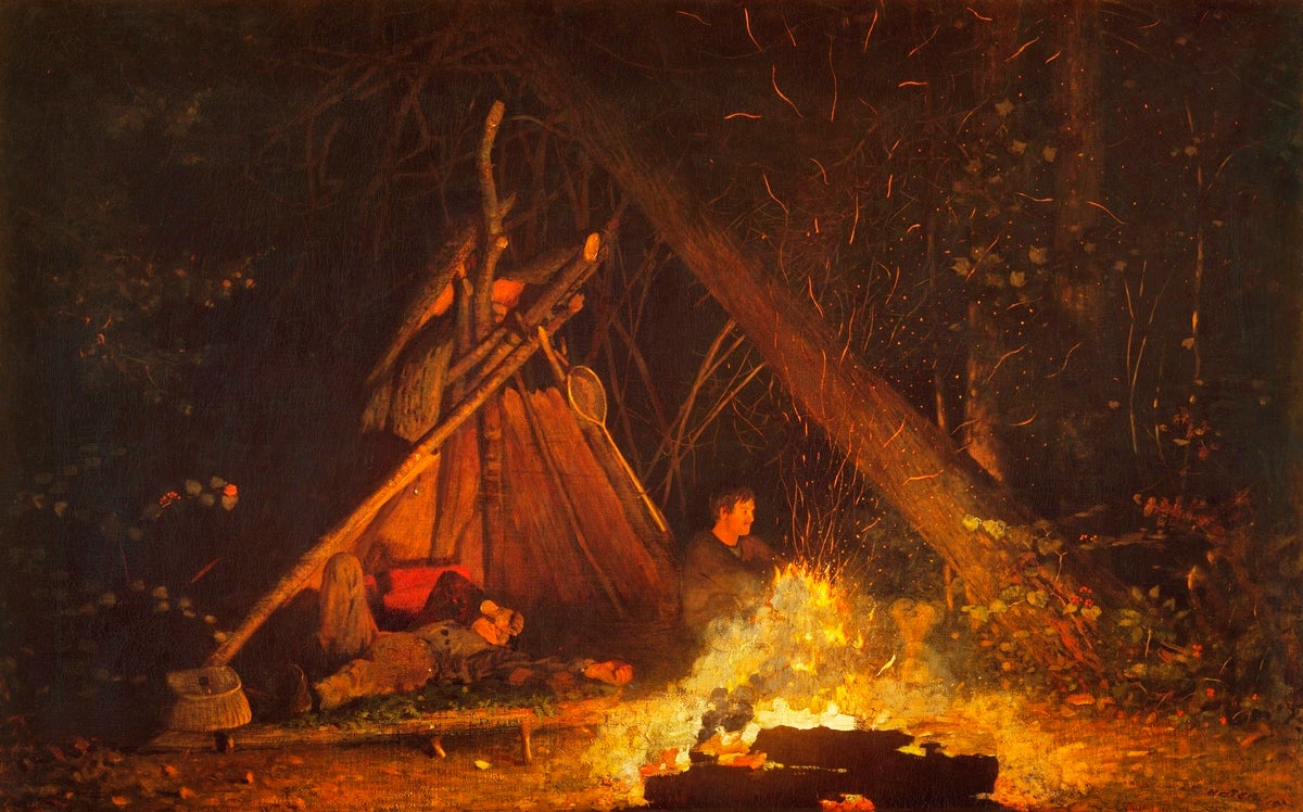 Camp Fire painting - Meri Deewar 3 : 2 Horizontal Premium Wall Art Canvas by MeriDeewar