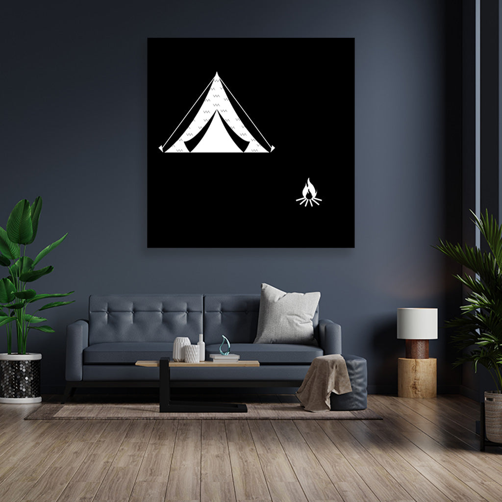 camp fire painting 1 : 1 Square Premium Wall Art Canvas by MeriDeewar