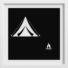 Campfire Travel Black and White Art Painting-Meri Deewar 1 : 1 Square Premium Wall Art Canvas by MeriDeewar