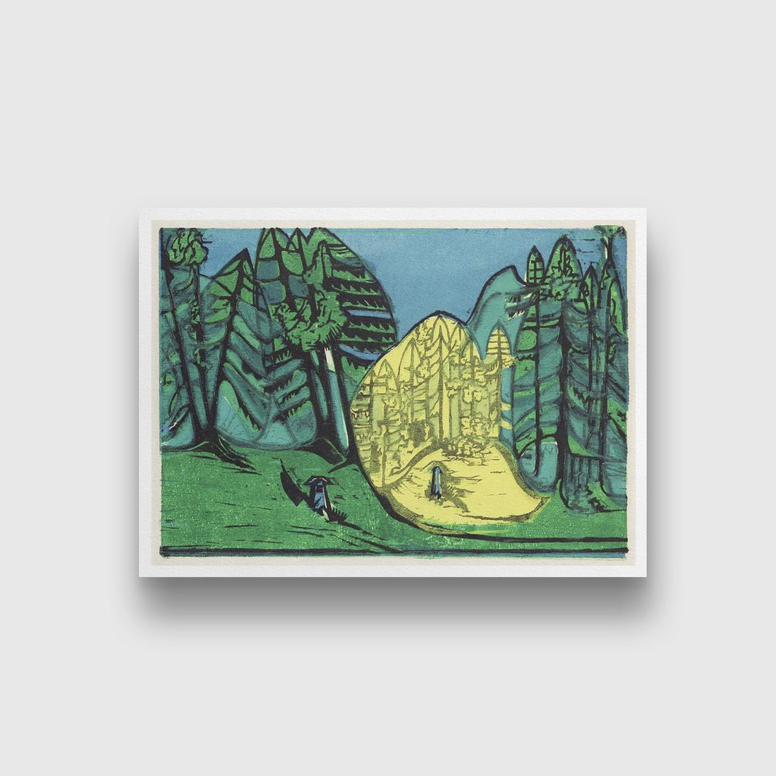 Cemetery in the Forest Painting  MeriDeewar 4 : 3 Horizontal Premium Wall Art Canvas by MeriDeewar
