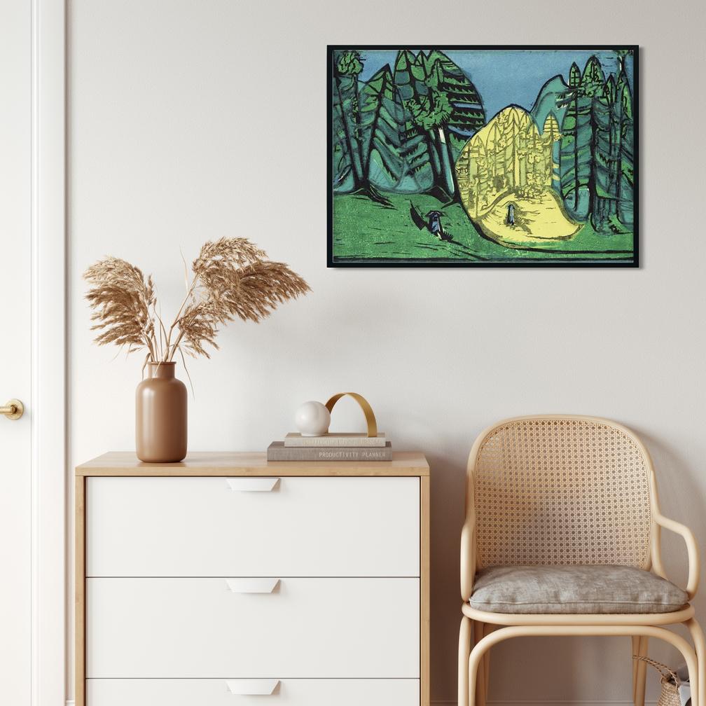 Cemetery in the Forest Painting  MeriDeewar 4 : 3 Horizontal Premium Wall Art Canvas by MeriDeewar
