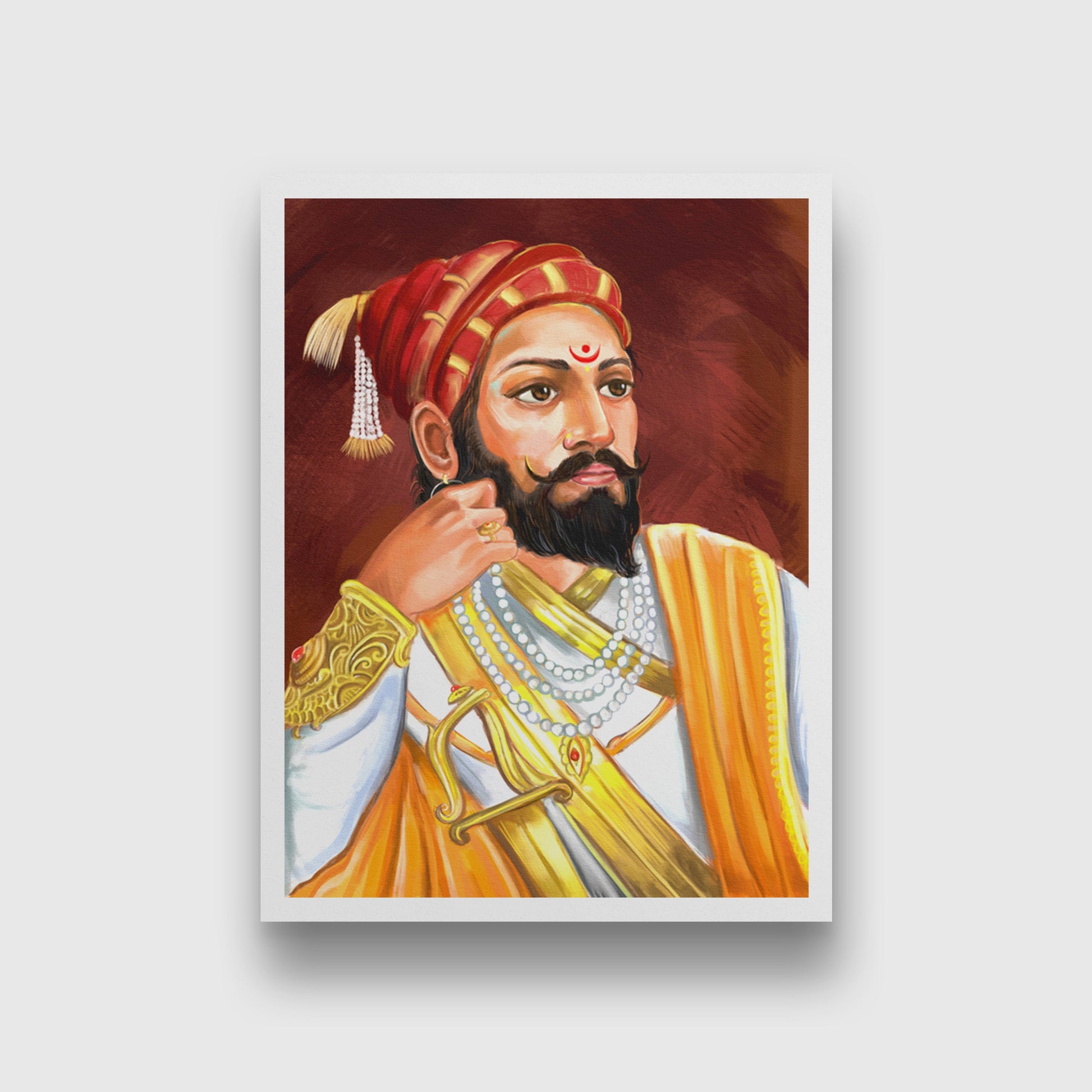 Chatrapati Shivaji Maharaj - Painting 3 : 4 Vertical Premium Wall Art Canvas by MeriDeewar