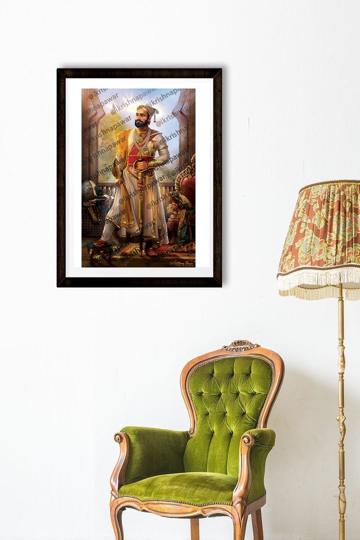 CHATRAPATI SHIVAJI PAINTING - Meri Deewar Vertical Art New Premium Wall Art Canvas by MeriDeewar