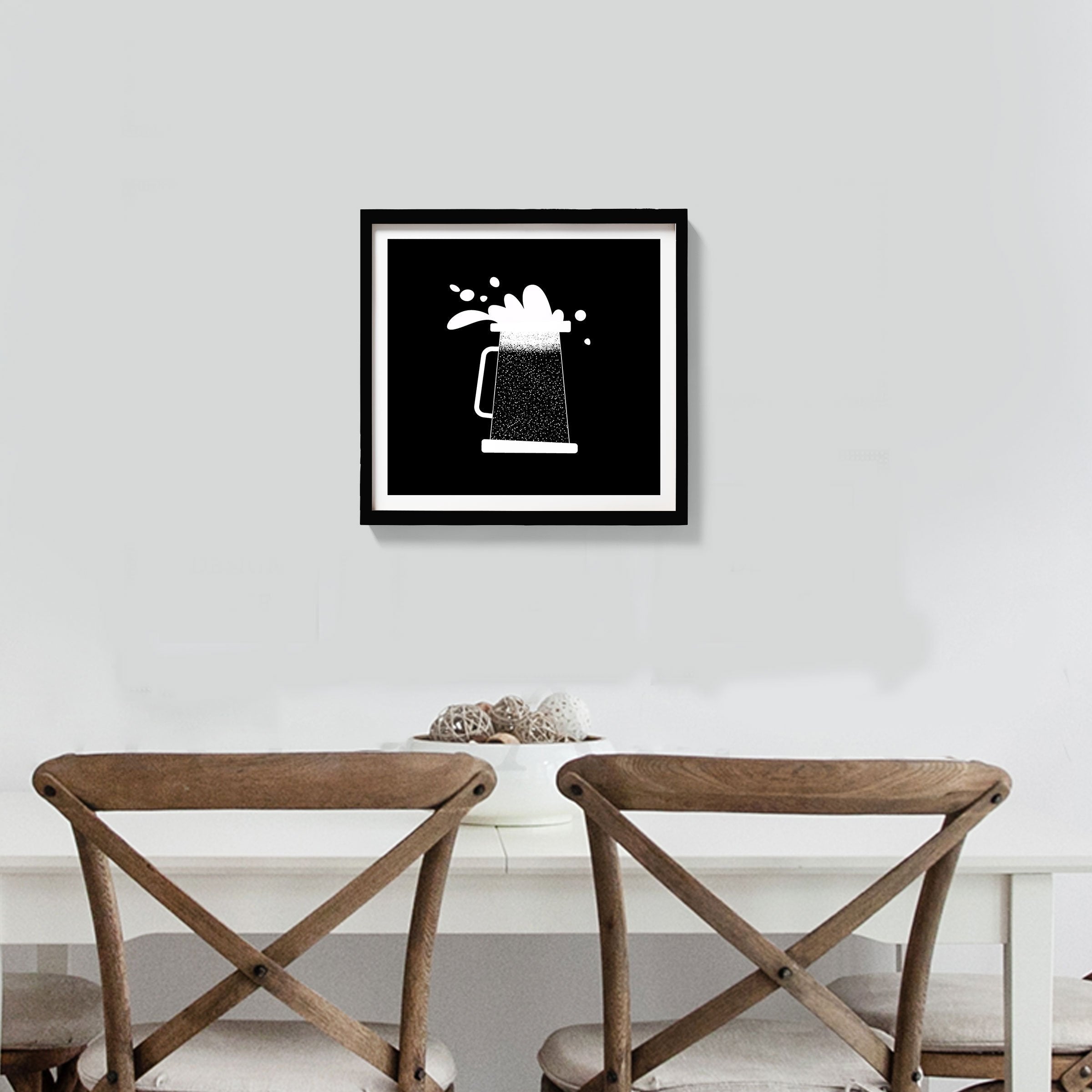 Cheers Art Black and White Painting - Meri Deewar 1 : 1 Square Premium Wall Art Canvas by MeriDeewar