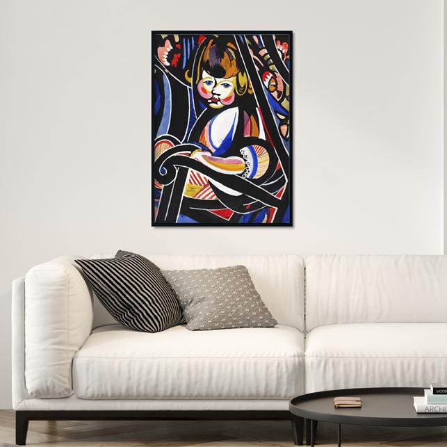 Child in Rocker Reijer Stolk Painting - Meri Deewar 2 : 3 Vertical Premium Wall Art Canvas by MeriDeewar
