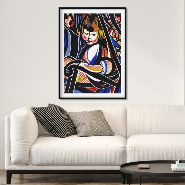 Child in Rocker Reijer Stolk Painting - Meri Deewar 2 : 3 Vertical Premium Wall Art Canvas by MeriDeewar