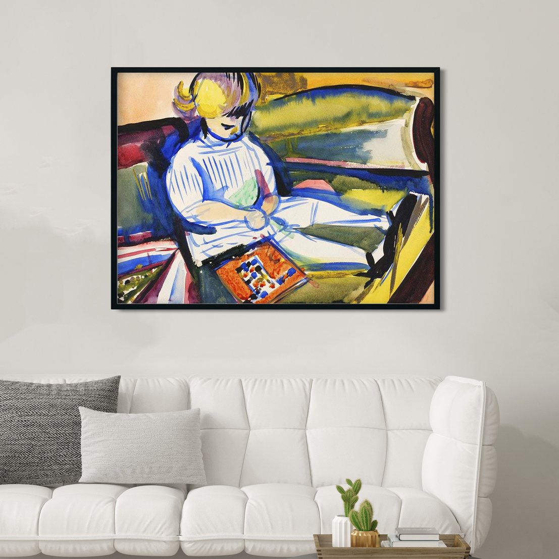 Child on Sofa Henry Lyman Saÿen Painting - MeriDeewar 4 : 3 Horizontal Premium Wall Art Canvas by MeriDeewar