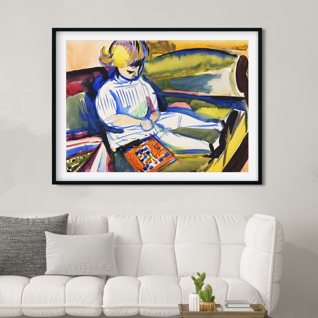 Child on Sofa Henry Lyman Saÿen Painting - MeriDeewar 4 : 3 Horizontal Premium Wall Art Canvas by MeriDeewar