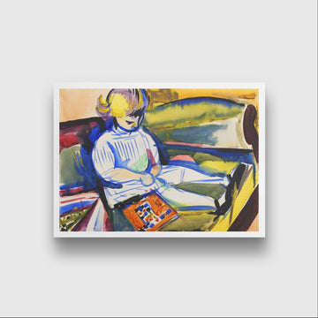 Child on Sofa Henry Lyman Saÿen Painting - MeriDeewar 4 : 3 Horizontal Premium Wall Art Canvas by MeriDeewar