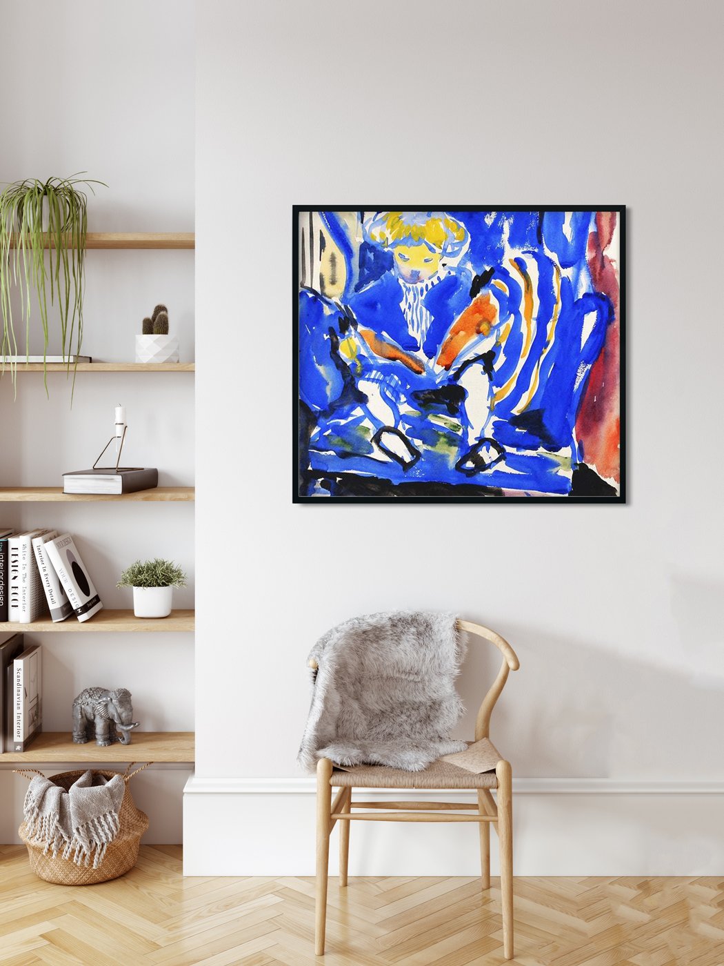 Child Reading Henry Lyman Saÿen Painting - MeriDeewar 1 : 1 Square Premium Wall Art Canvas by MeriDeewar