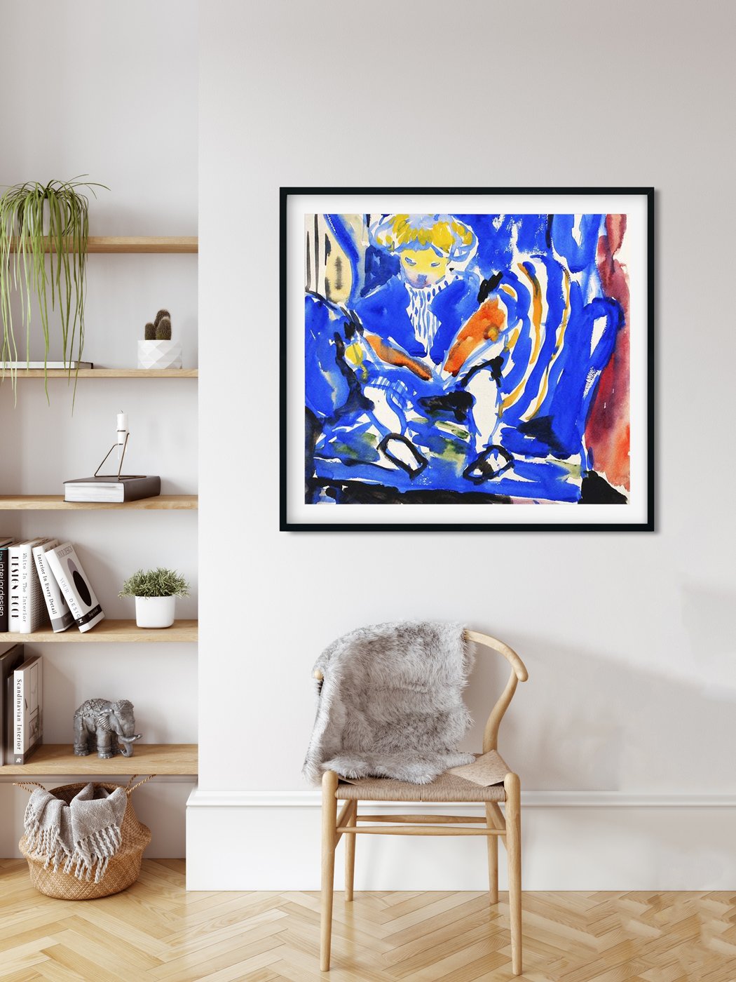 Child Reading Henry Lyman Saÿen Painting - MeriDeewar 1 : 1 Square Premium Wall Art Canvas by MeriDeewar