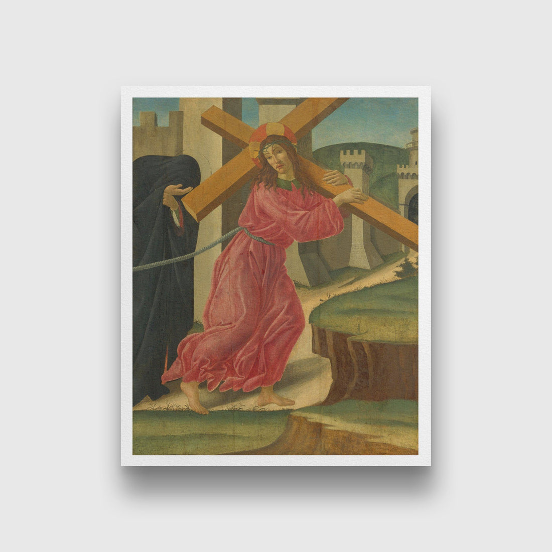 Christ carrying the cross Painting - Meri Deewar 4 :5 Vertical Premium Wall Art Canvas by MeriDeewar