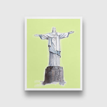 Christ the Redeemer Statue Illustration Painting -  Meri Deewar 3 : 4 Vertical Premium Wall Art Canvas by MeriDeewar