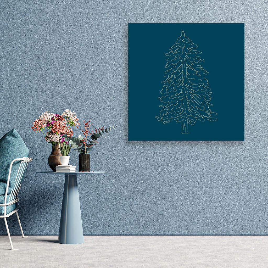 Christmas Tree painting 1 : 1 Square Premium Wall Art Canvas by MeriDeewar