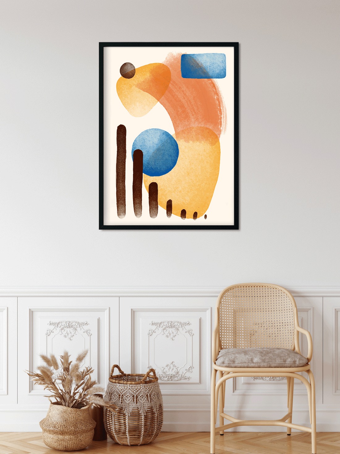 Circles stains abstract watercolor Painting 3 : 4 Vertical Premium Wall Art Canvas by MeriDeewar