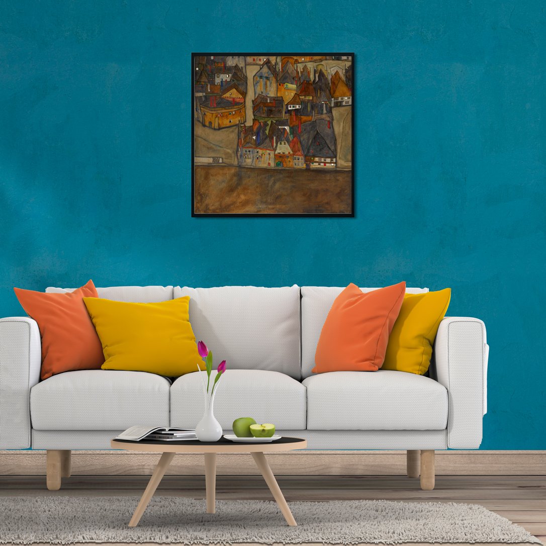 City In Twilight Painting - Meri Deewar 1 : 1 Square Premium Wall Art Canvas by MeriDeewar