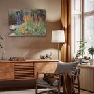 Claude Monet Rounded Flower Bed Painting 4 : 3 Horizontal Premium Wall Art Canvas by MeriDeewar