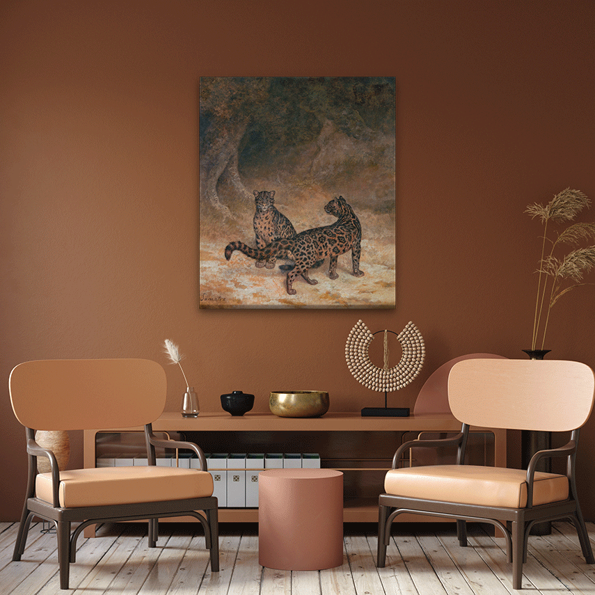 Clouded Leopards Painting 5 : 6 Vertical Premium Wall Art Canvas by MeriDeewar