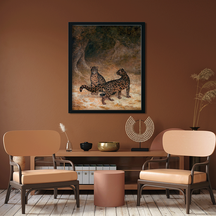 Clouded Leopards Painting 5 : 6 Vertical Premium Wall Art Canvas by MeriDeewar