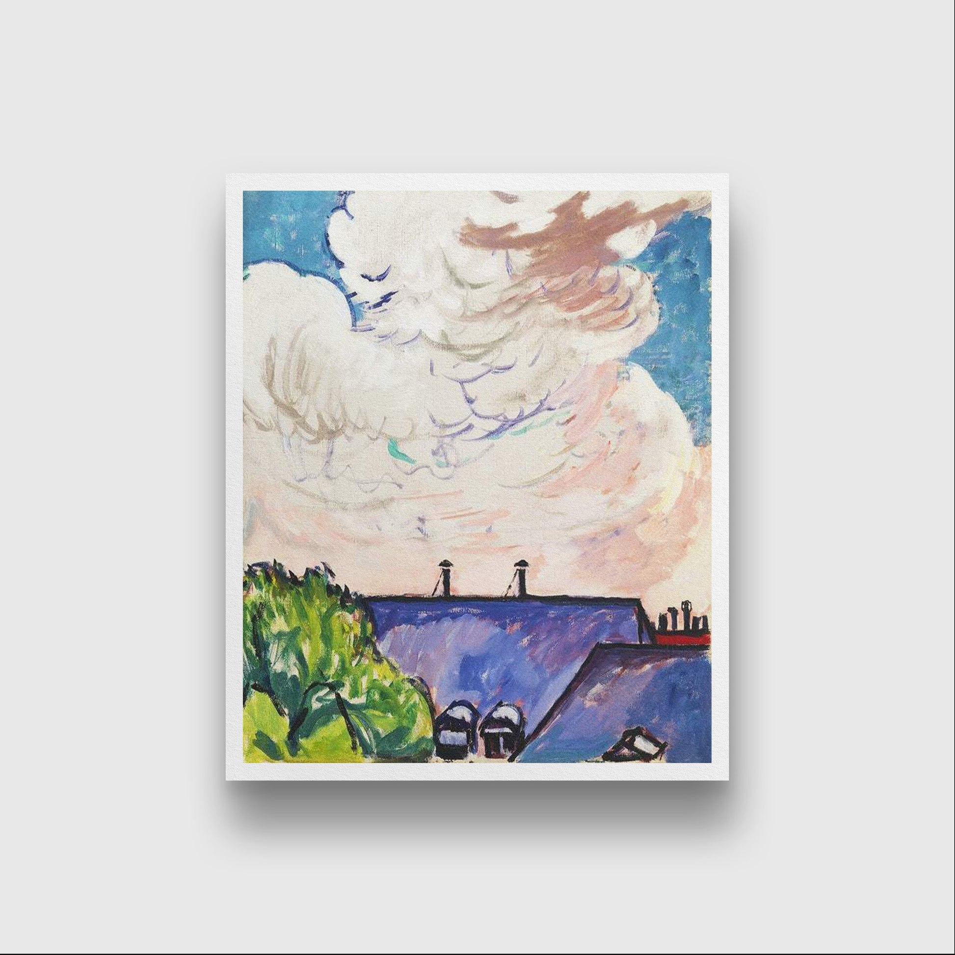 Clouds Henry Lyman Saÿen Painting - MeriDeewar 4 :5 Vertical Premium Wall Art Canvas by MeriDeewar