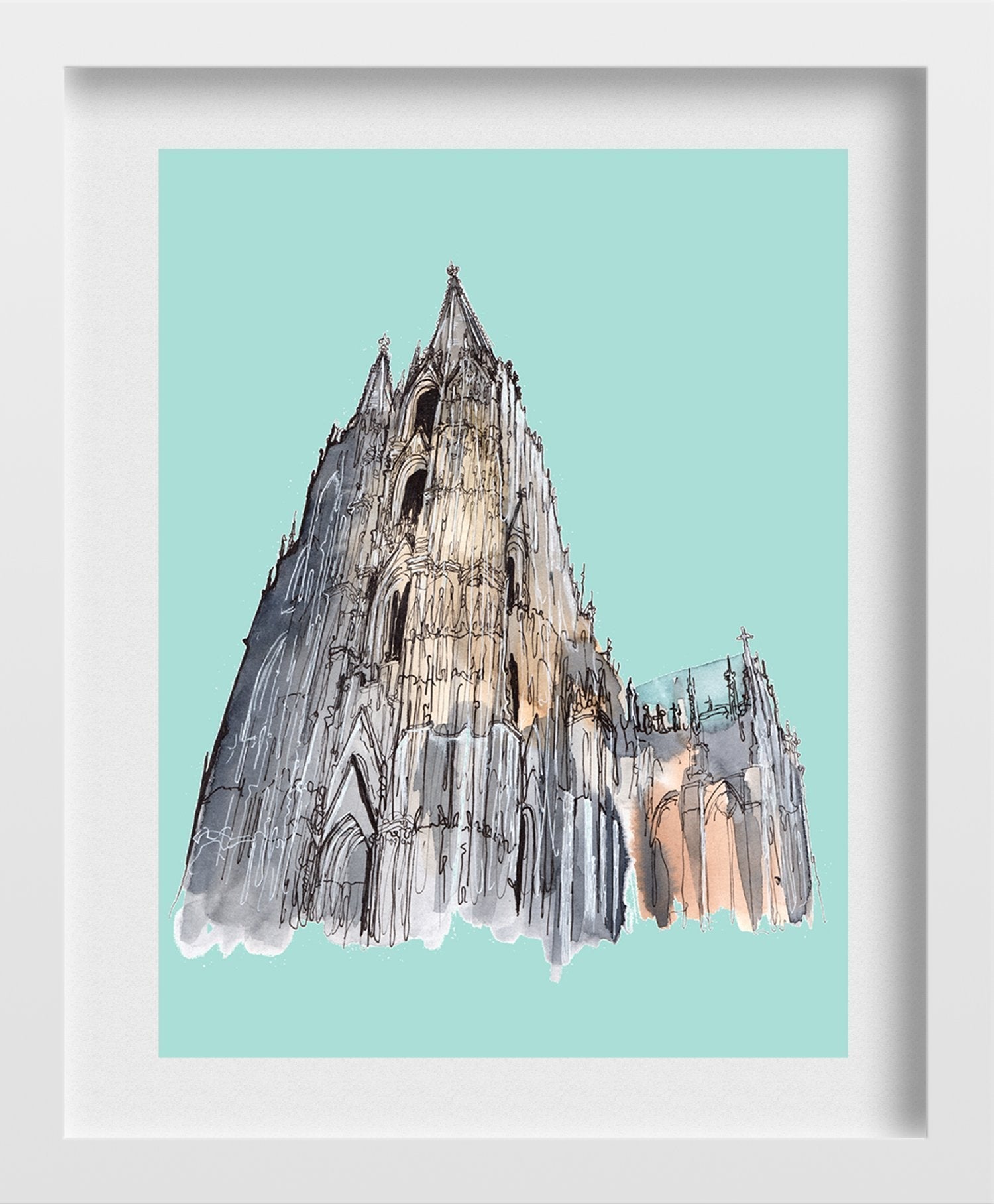 Cologne Cathedral Illustration Painting -  Meri Deewar 3 : 4 Vertical Premium Wall Art Canvas by MeriDeewar