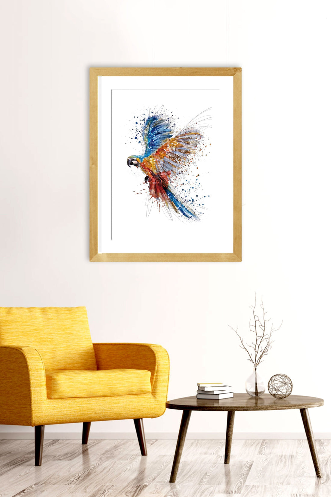 Colorful Parrot Illustration Painting - Meri Deewar 2 : 3 Vertical Premium Wall Art Canvas by MeriDeewar