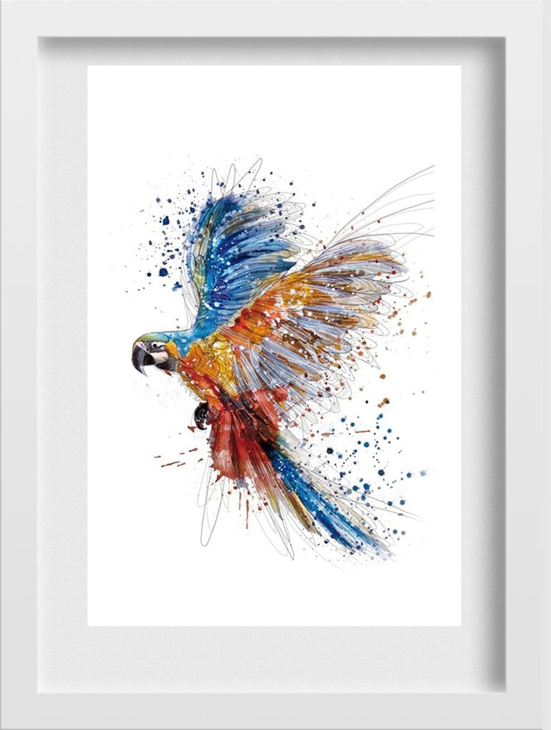 Colorful Parrot Illustration Painting - Meri Deewar 2 : 3 Vertical Premium Wall Art Canvas by MeriDeewar