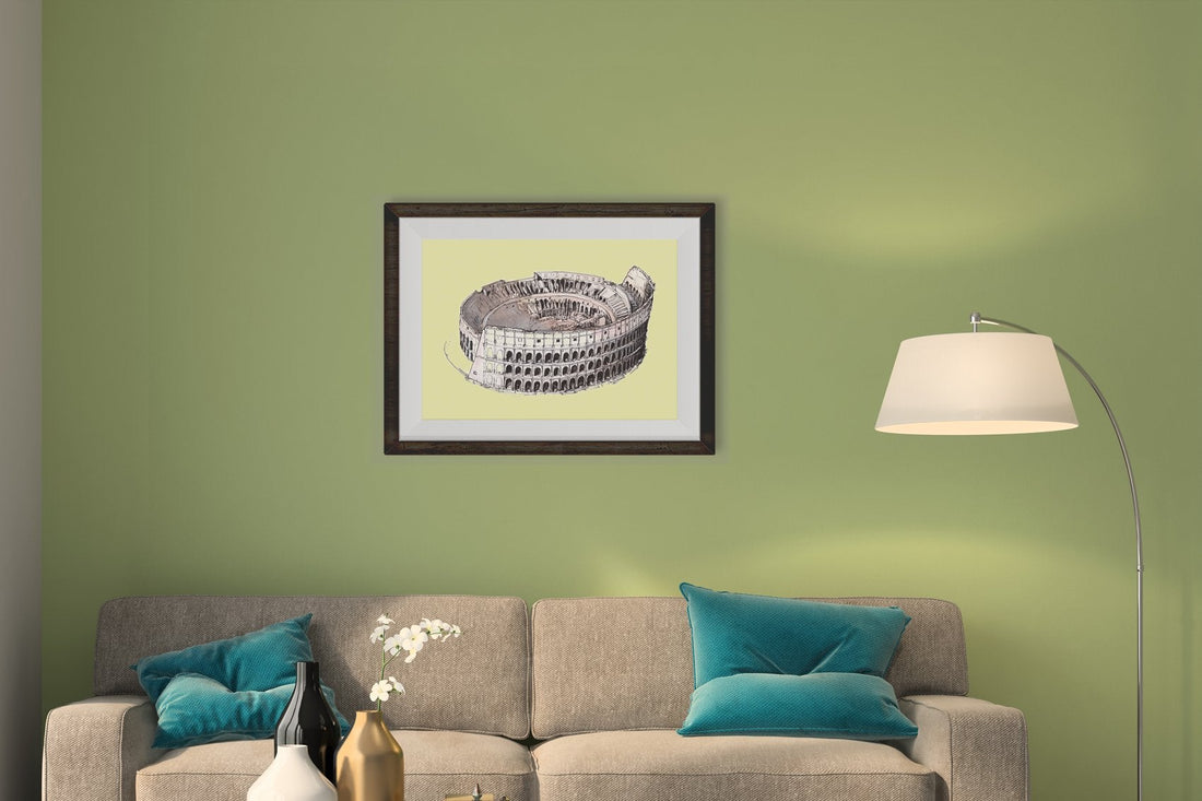 Colosseum Illustration Painting - Meri Deewar 3 : 2 Horizontal Premium Wall Art Canvas by MeriDeewar