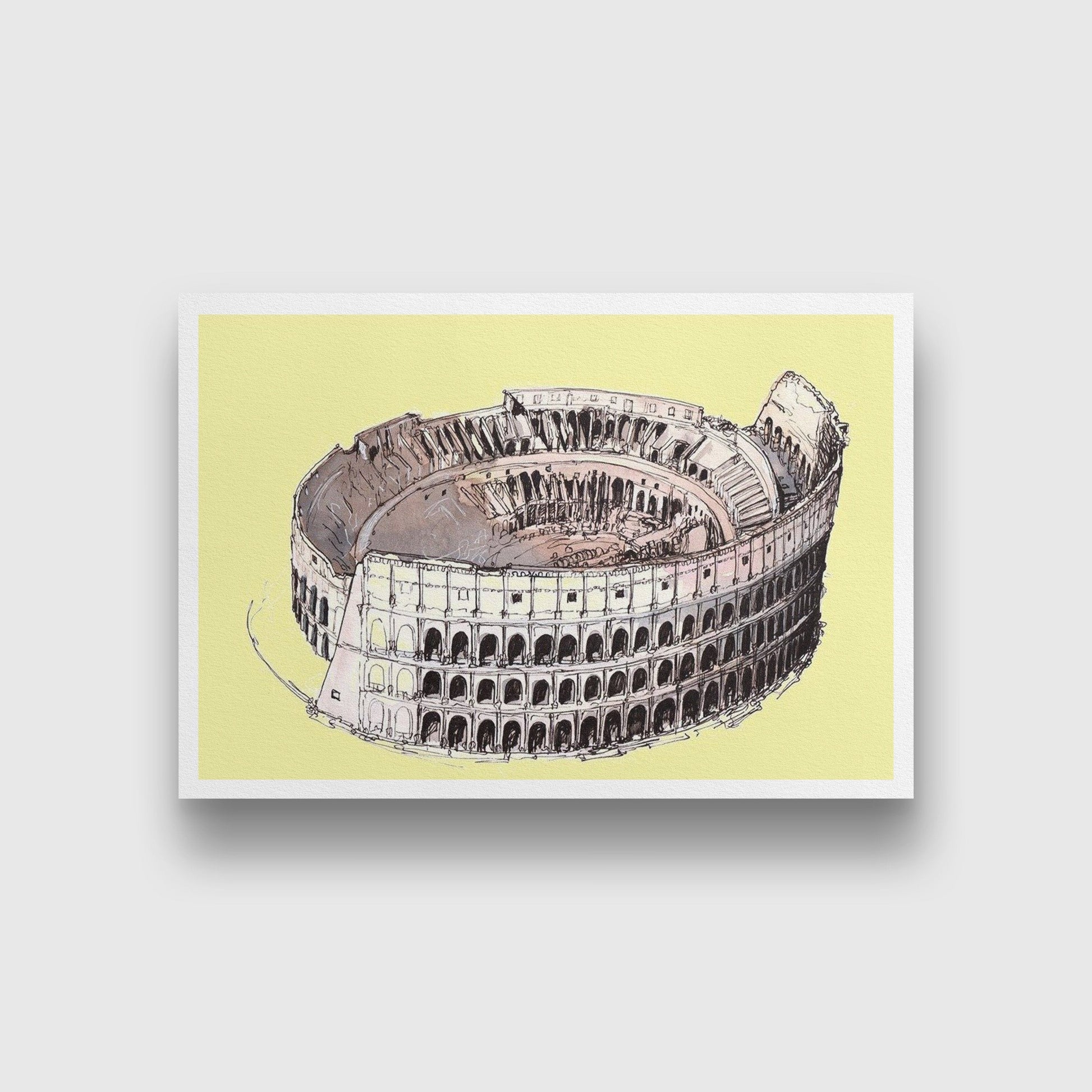 Colosseum Illustration Painting - Meri Deewar 3 : 2 Horizontal Premium Wall Art Canvas by MeriDeewar
