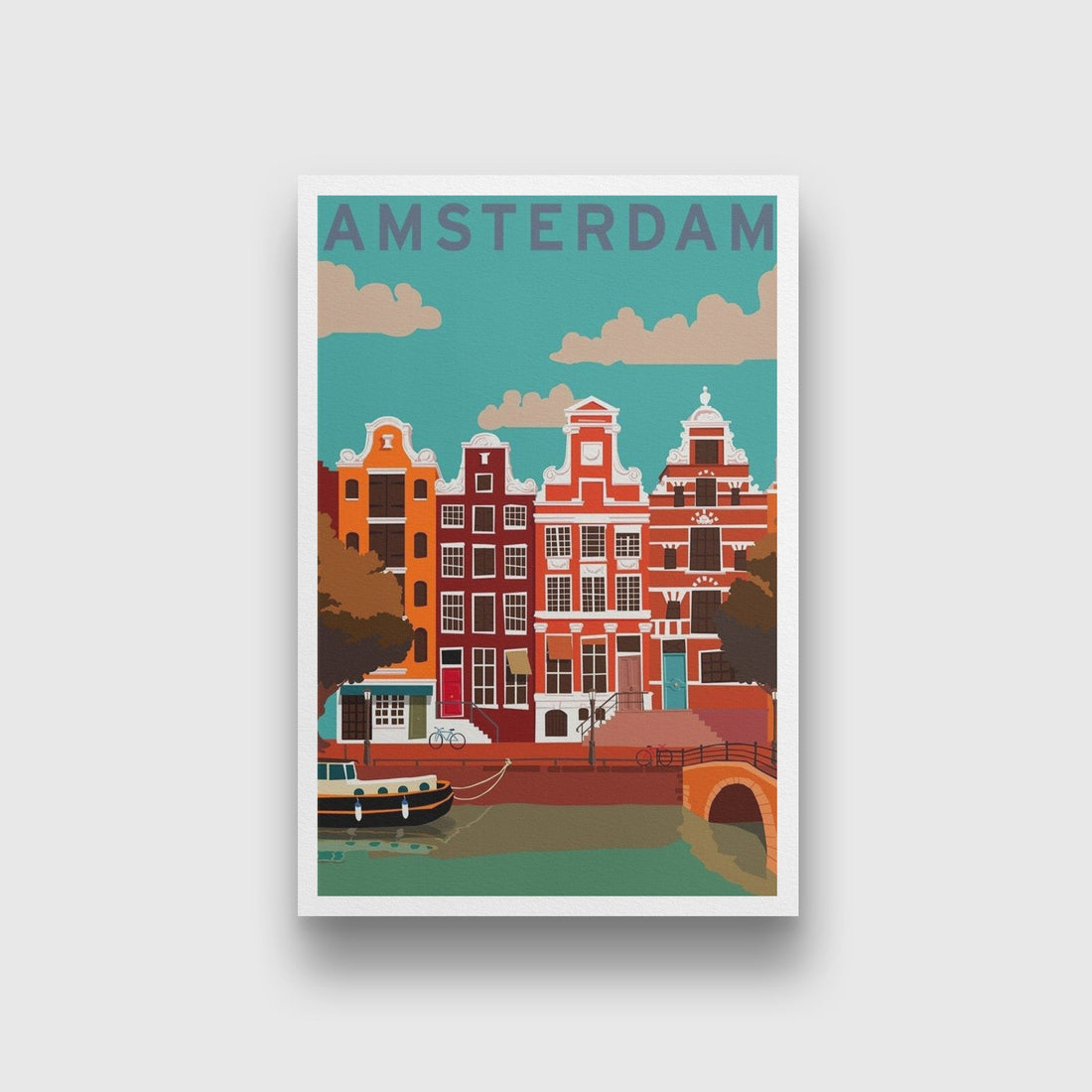 Colourful Amsterdam Painting - Meri Deewar 2 : 3 Vertical Premium Wall Art Canvas by MeriDeewar