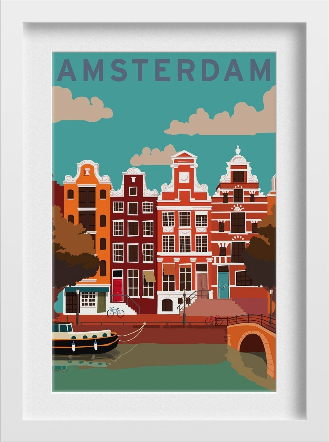 Colourful Amsterdam Painting - Meri Deewar 2 : 3 Vertical Premium Wall Art Canvas by MeriDeewar