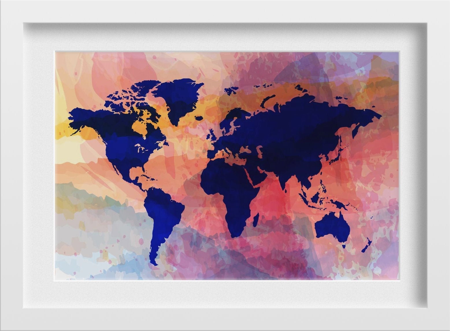 Colourful worldmap Painting - Meri Deewar 3 : 2 Horizontal Premium Wall Art Canvas by MeriDeewar