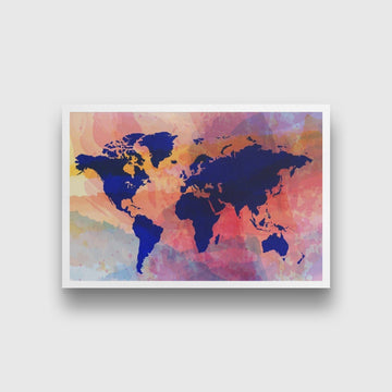 Colourful worldmap Painting - Meri Deewar 3 : 2 Horizontal Premium Wall Art Canvas by MeriDeewar