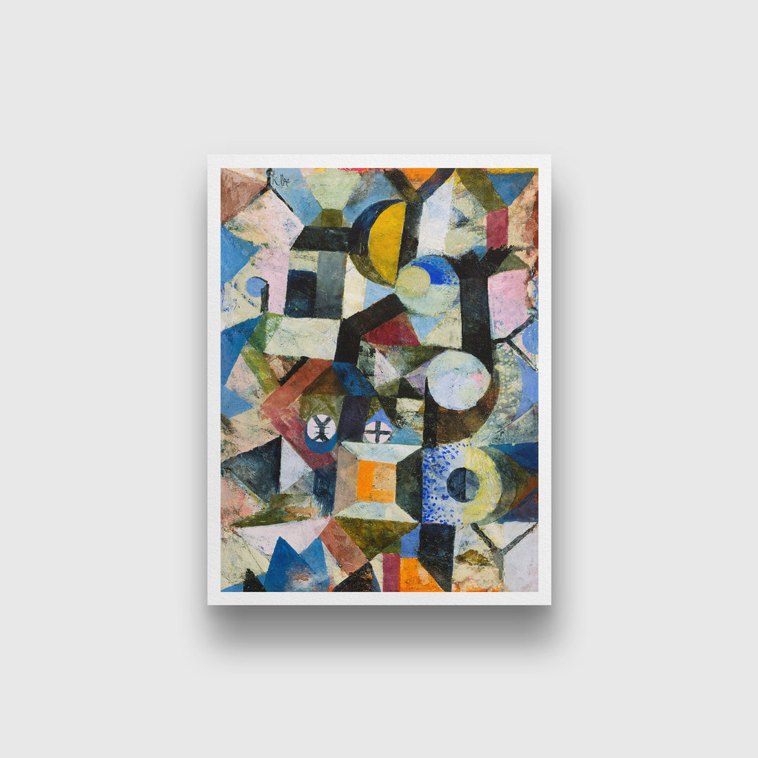 Composition with the Yellow Half-Moon and the Y painting - Meri Deewar 3 : 4 Vertical Premium Wall Art Canvas by MeriDeewar