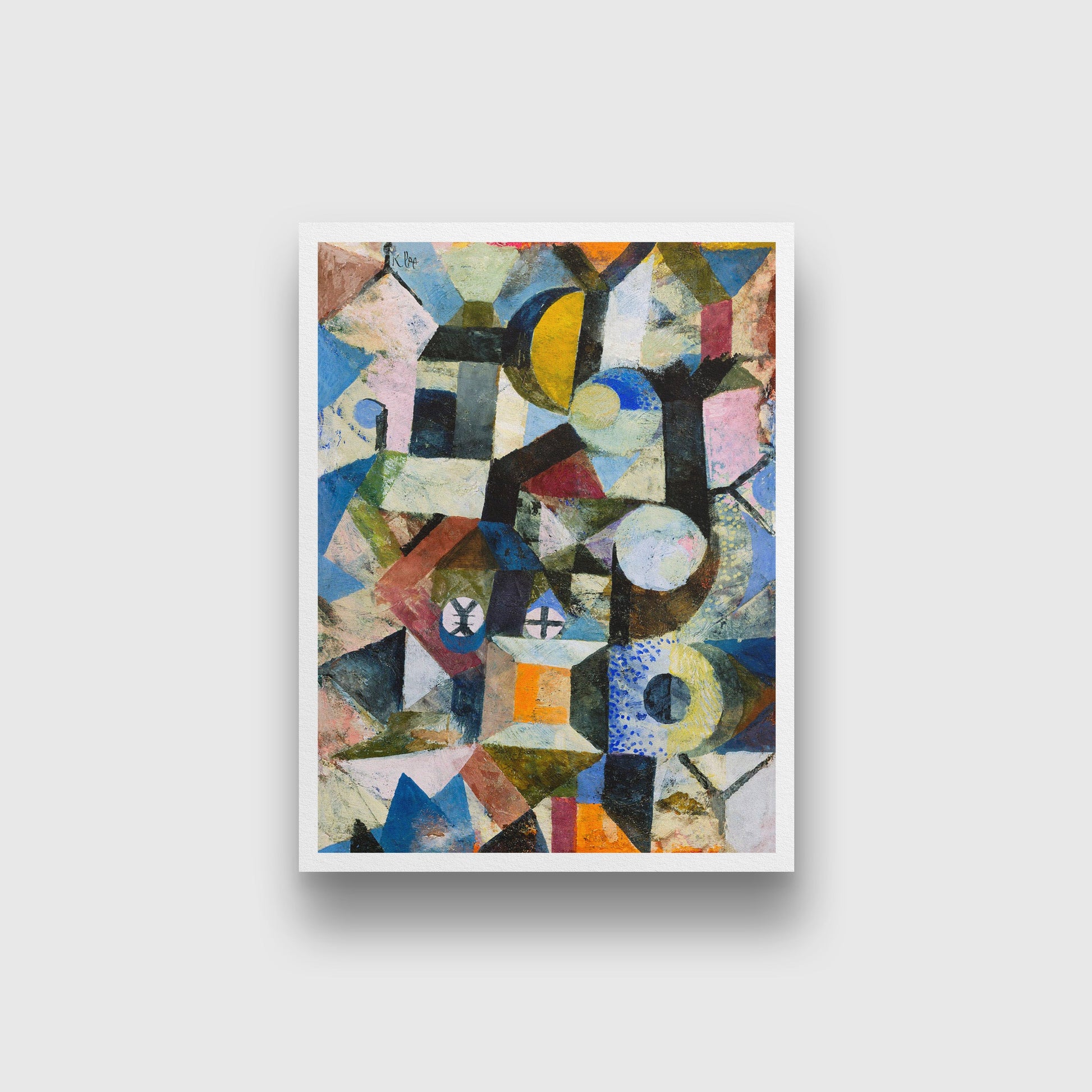 Composition with the Yellow Half-Moon and the Y painting - Meri Deewar 3 : 4 Vertical Premium Wall Art Canvas by MeriDeewar