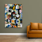 Composition with the Yellow Half-Moon and the Y painting - Meri Deewar 3 : 4 Vertical Premium Wall Art Canvas by MeriDeewar