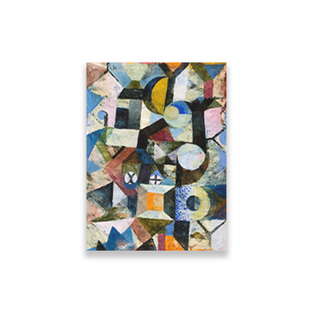 Composition with the Yellow Half-Moon and the Y painting - Meri Deewar 3 : 4 Vertical Premium Wall Art Canvas by MeriDeewar