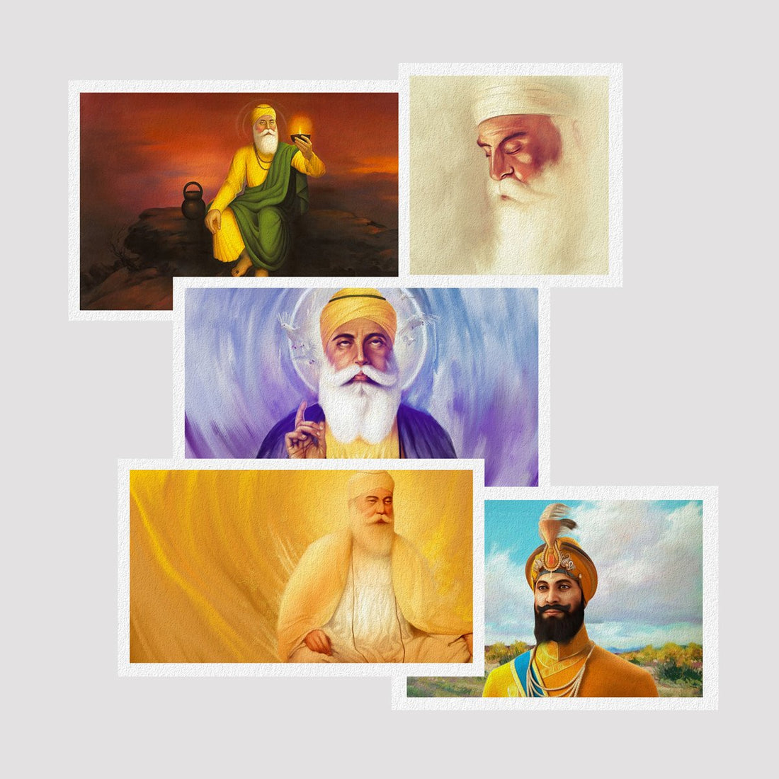 Copy of Set of 5 Print - Guru Nanak Ji Deals Premium Wall Art Canvas by MeriDeewar