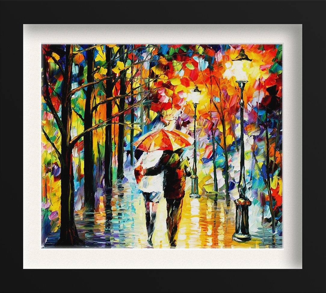 Couple in Rainy Season Painting - Meri Deewar 5 : 4 Horizontal Premium Wall Art Canvas by MeriDeewar