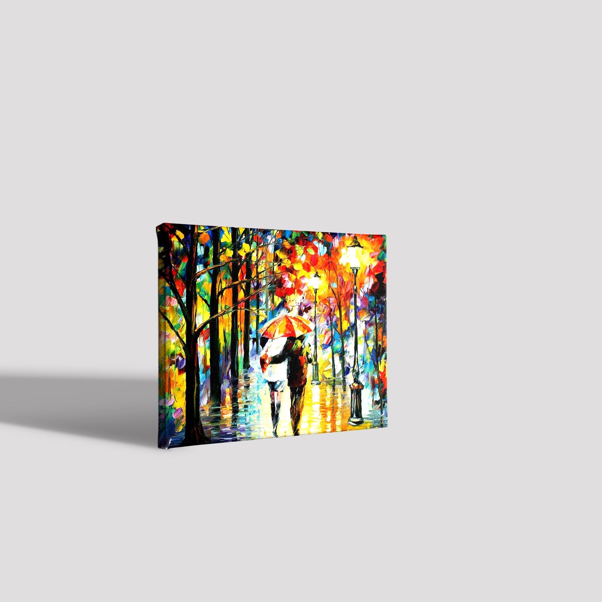 Couple in Rainy Season Painting - Meri Deewar 5 : 4 Horizontal Premium Wall Art Canvas by MeriDeewar