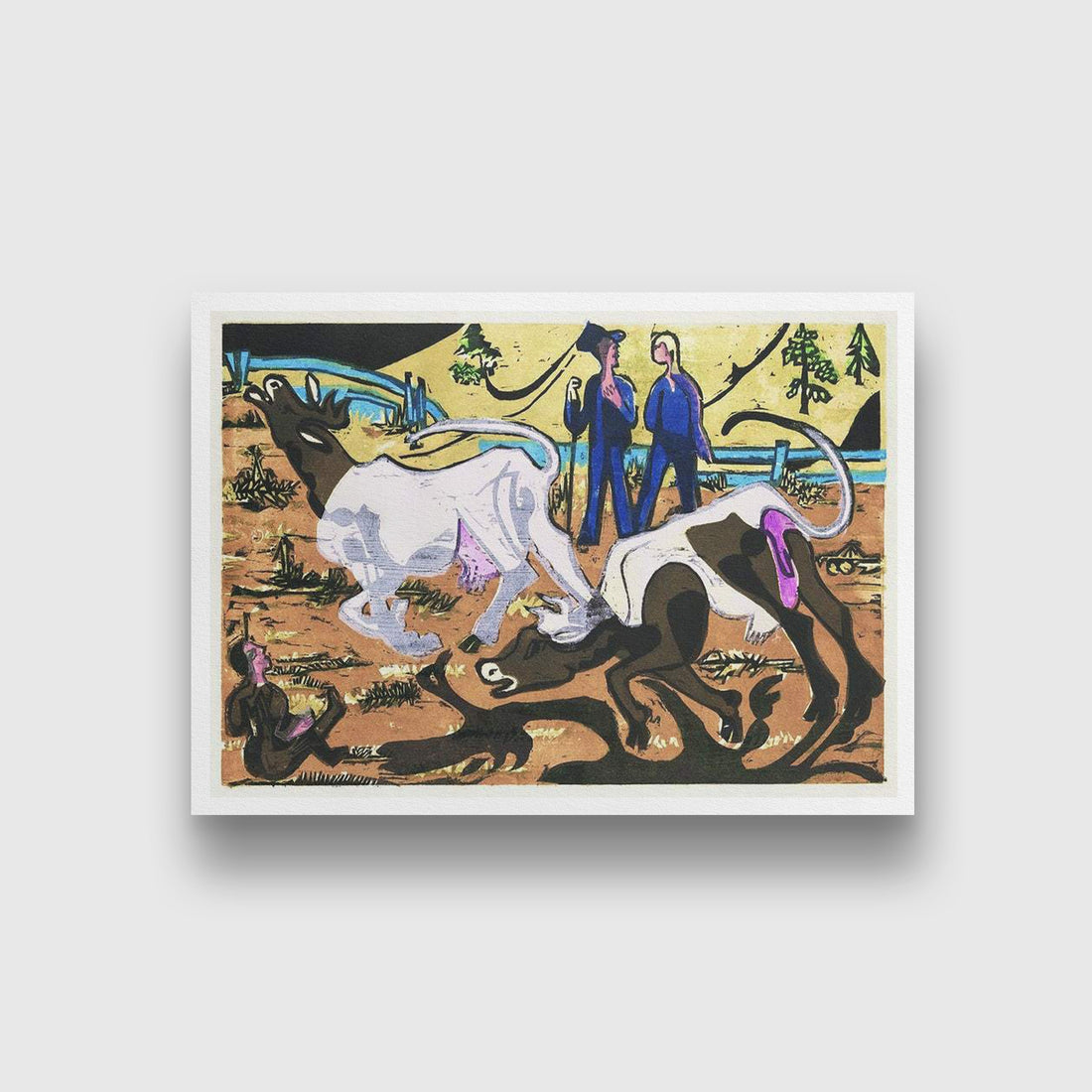 Cows in Spring Painting MeriDeewar 4 : 3 Horizontal Premium Wall Art Canvas by MeriDeewar